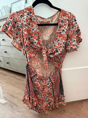Free People Floral Tie-Front Romper